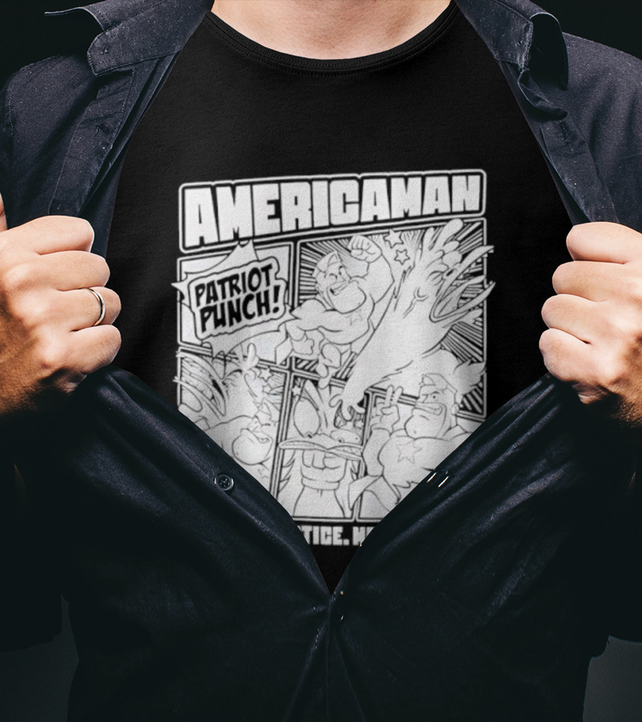 Americaman Patriot Punch Victory Liberty Vs. Injustice T-Shirt