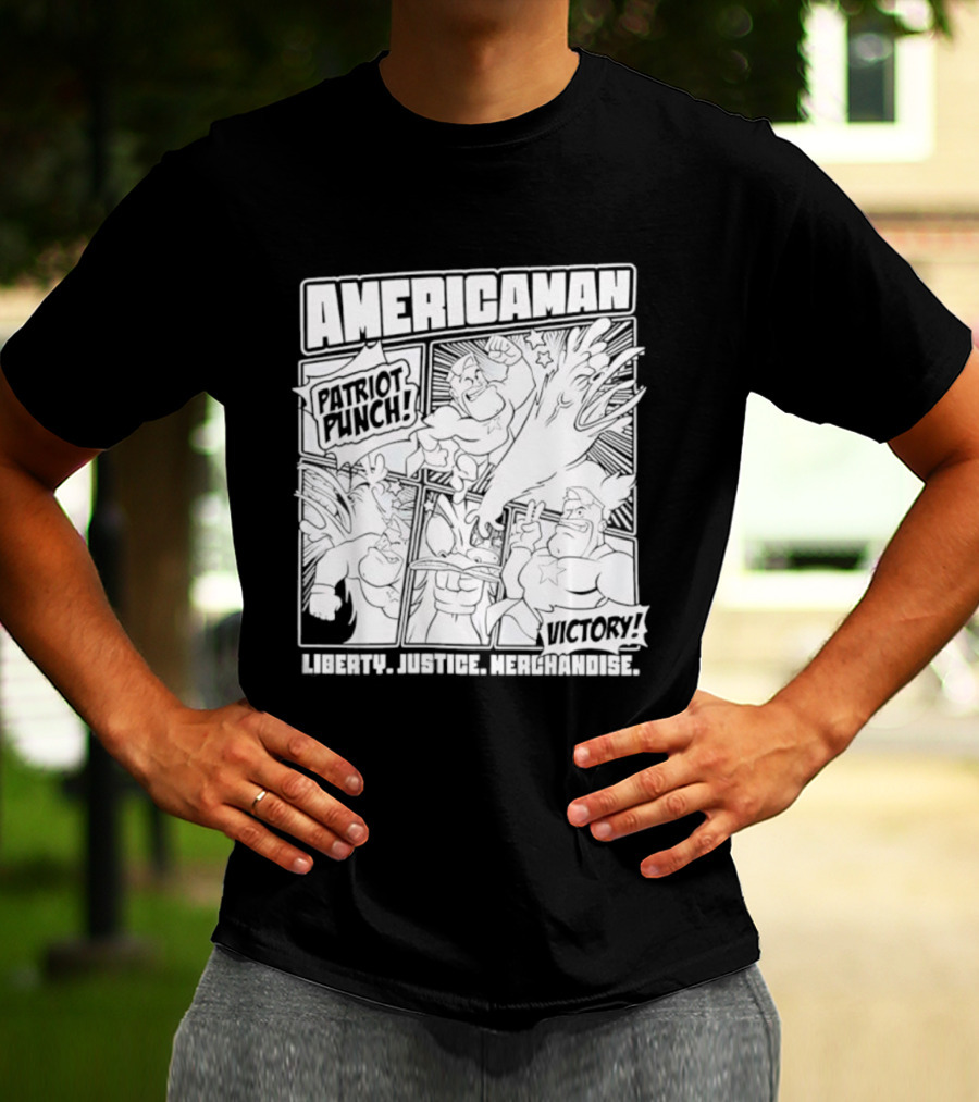 Americaman Patriot Punch Victory Liberty Vs. Injustice T-Shirt