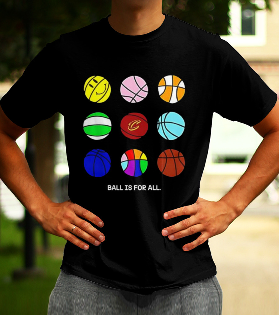 Cleveland Cavaliers Pride Collection Ball Is For All Basketball Diversity T-Shirt