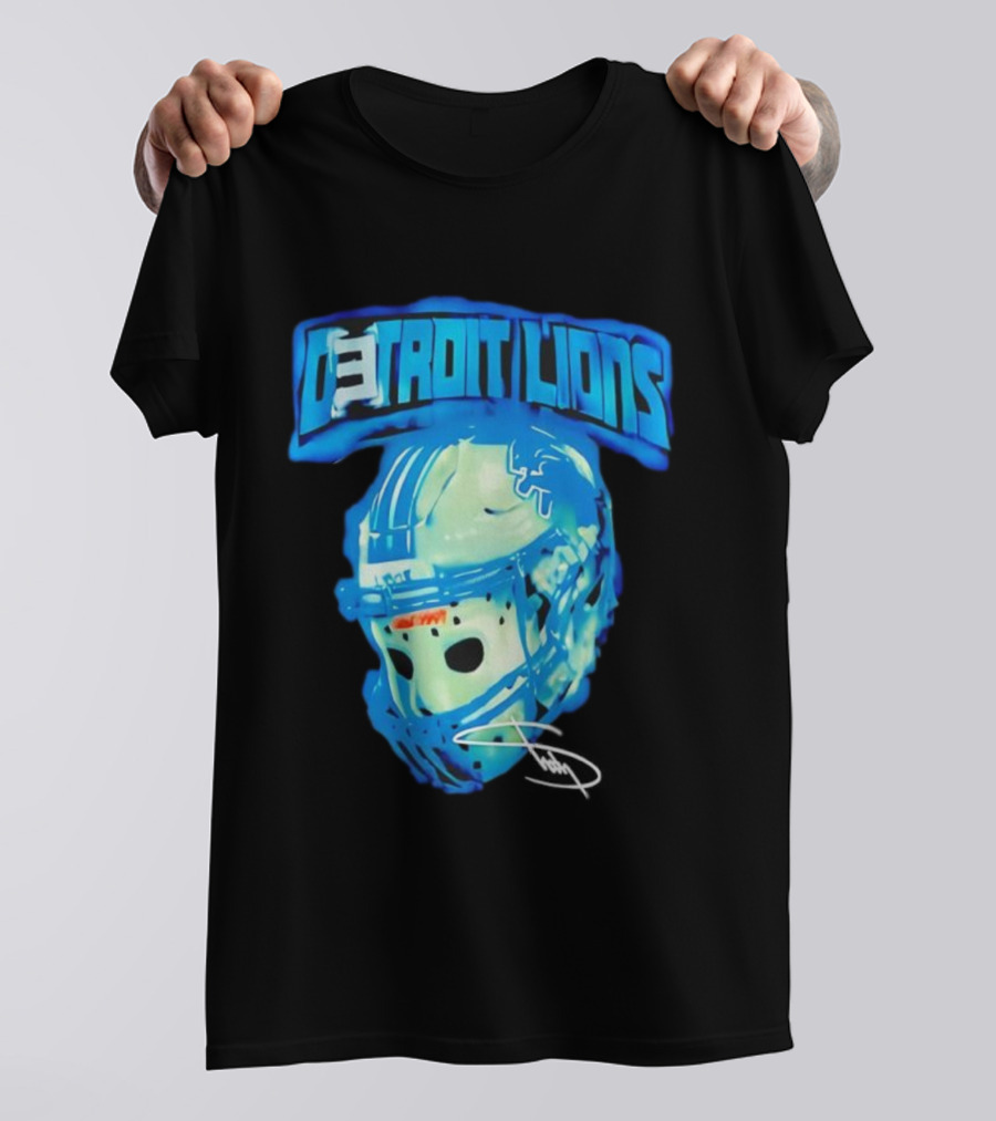 Detroit Lions Drip Helmet Signature Thanksgiving T-Shirt