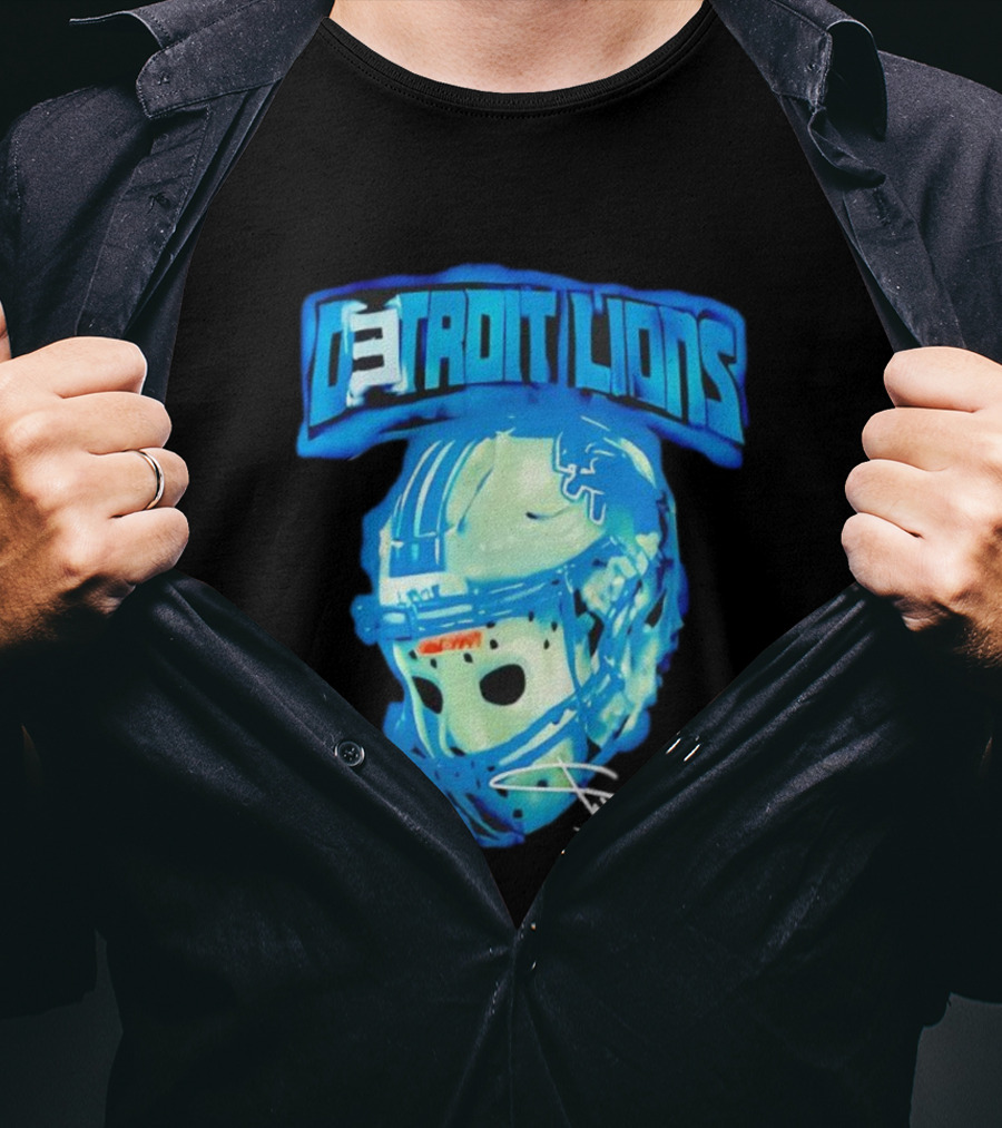 Detroit Lions Drip Helmet Signature Thanksgiving T-Shirt