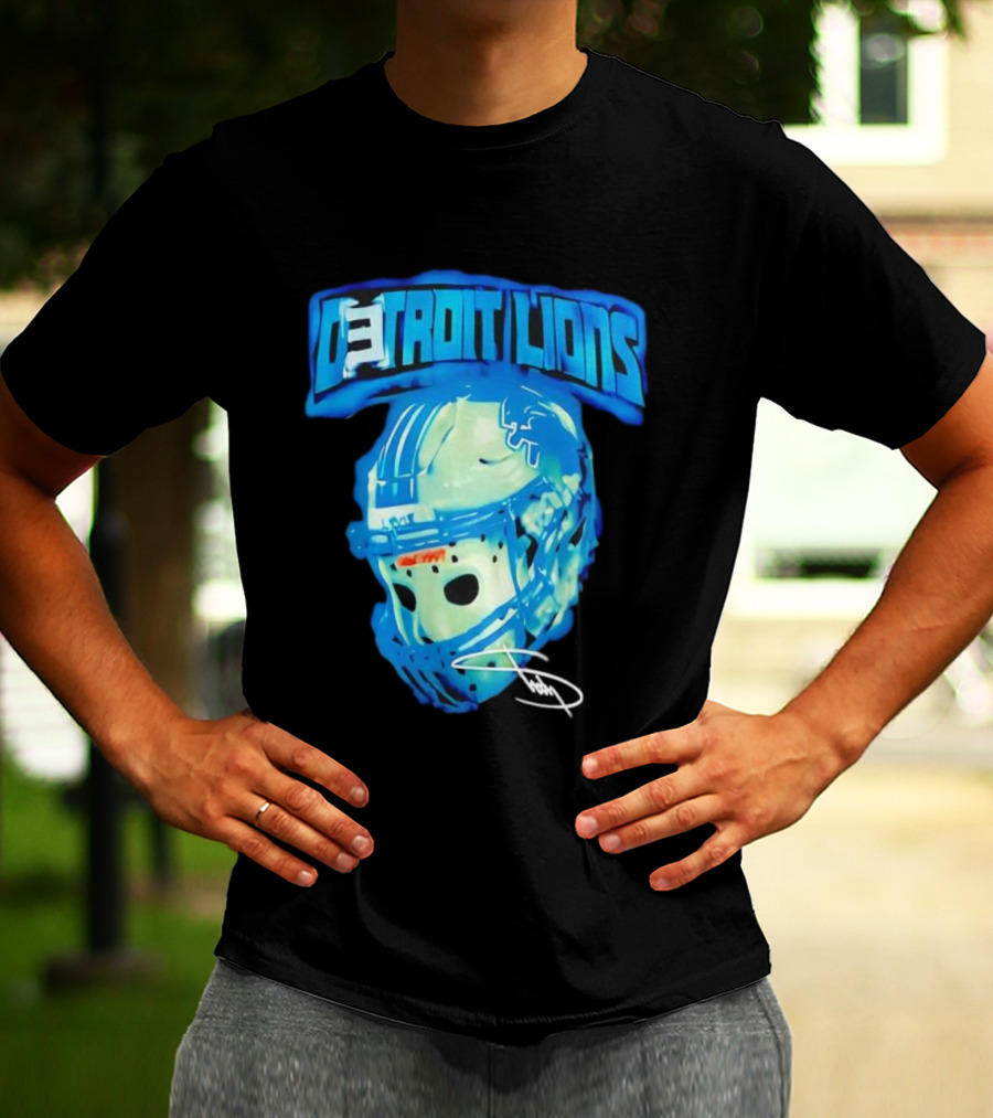 Detroit Lions Drip Helmet Signature Thanksgiving T-Shirt
