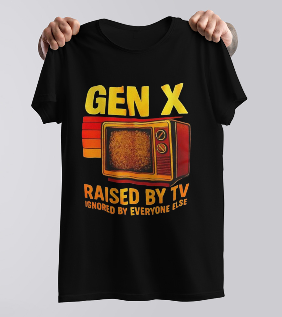 Gen X Raised By TV Ignored By Everyone Else Vintage Retro Television Illustration T-Shirt