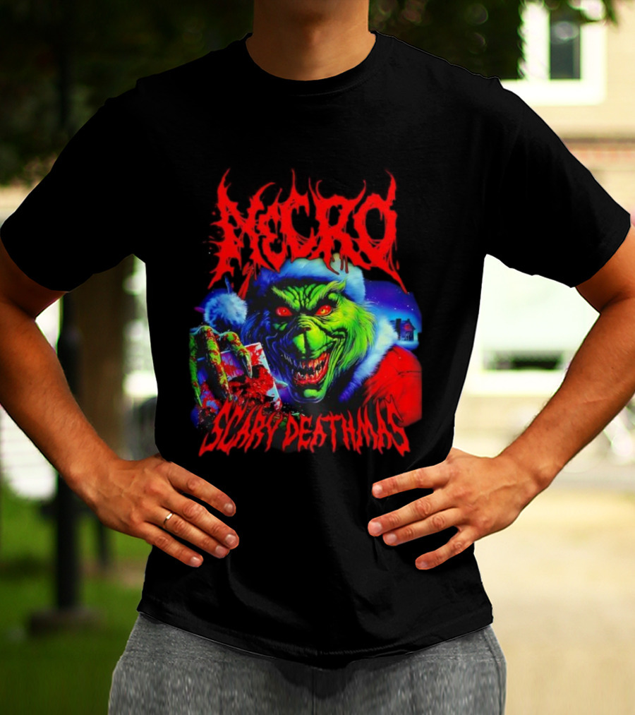 Necro Grinch Scary Deathmas Holiday Horror T-Shirt