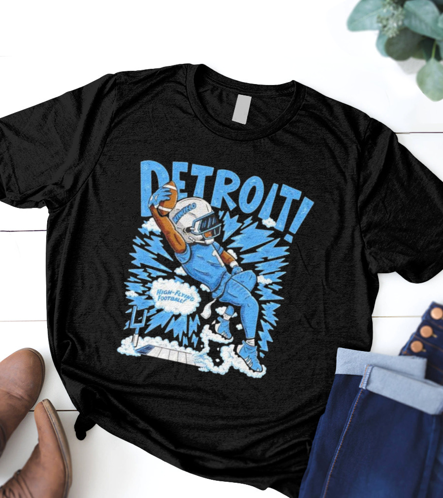 Detroit Lions Jameson Williams High-Flying Football Kiwiclop Collection T-Shirt