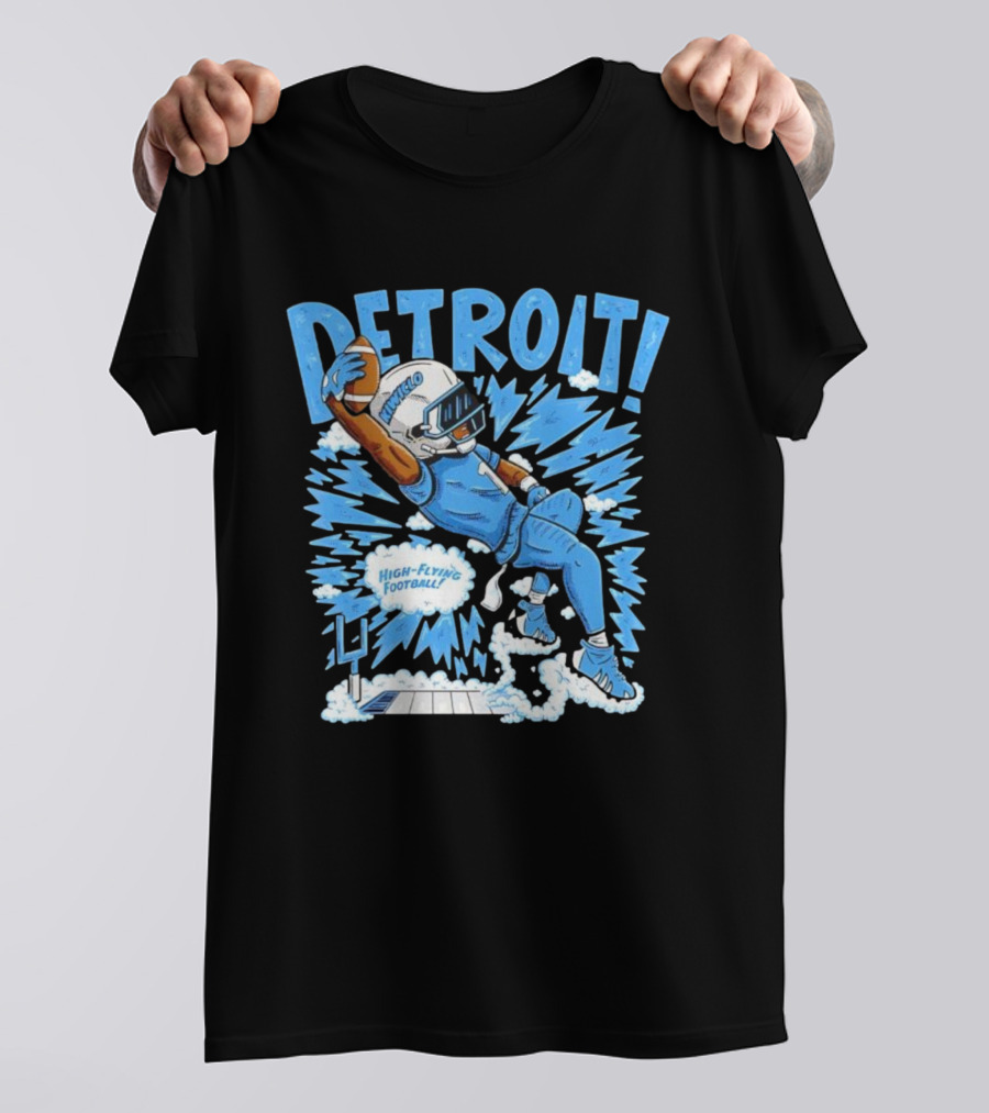 Detroit Lions Jameson Williams High-Flying Football Kiwiclop Collection T-Shirt