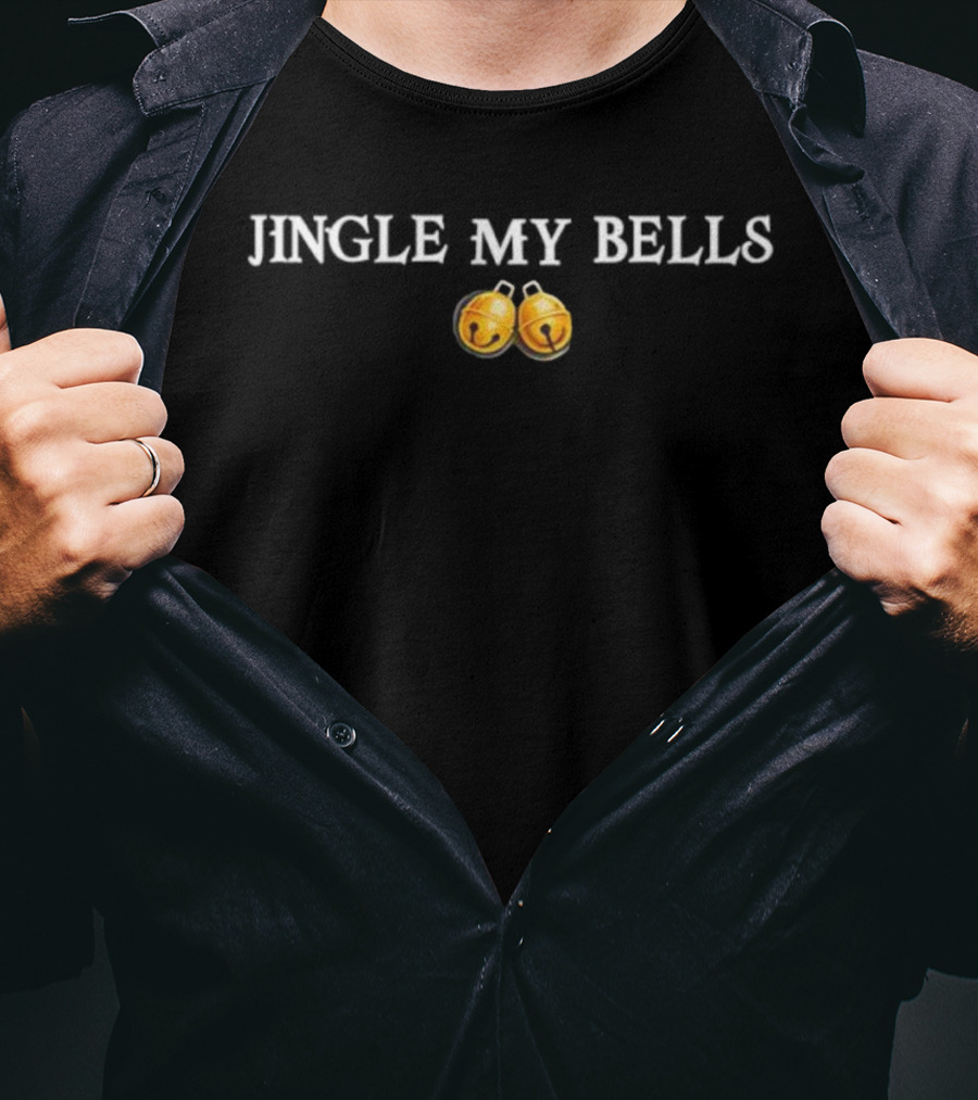 Jingle My Bells Christmas Humor Festive Gold Bell Icons T-Shirt