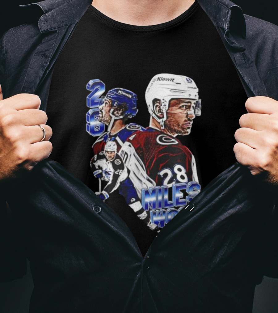 Miles Wood Colorado Avalanche Number 28 Hockey Player Collage T-Shirt