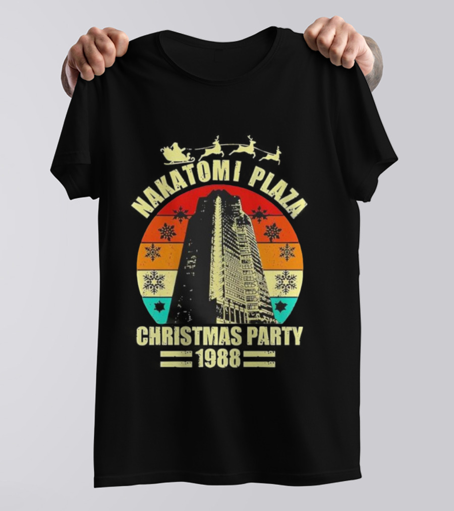 Nakatomi Plaza Christmas Party 1988 Vintage Retro Snowflakes T-Shirt