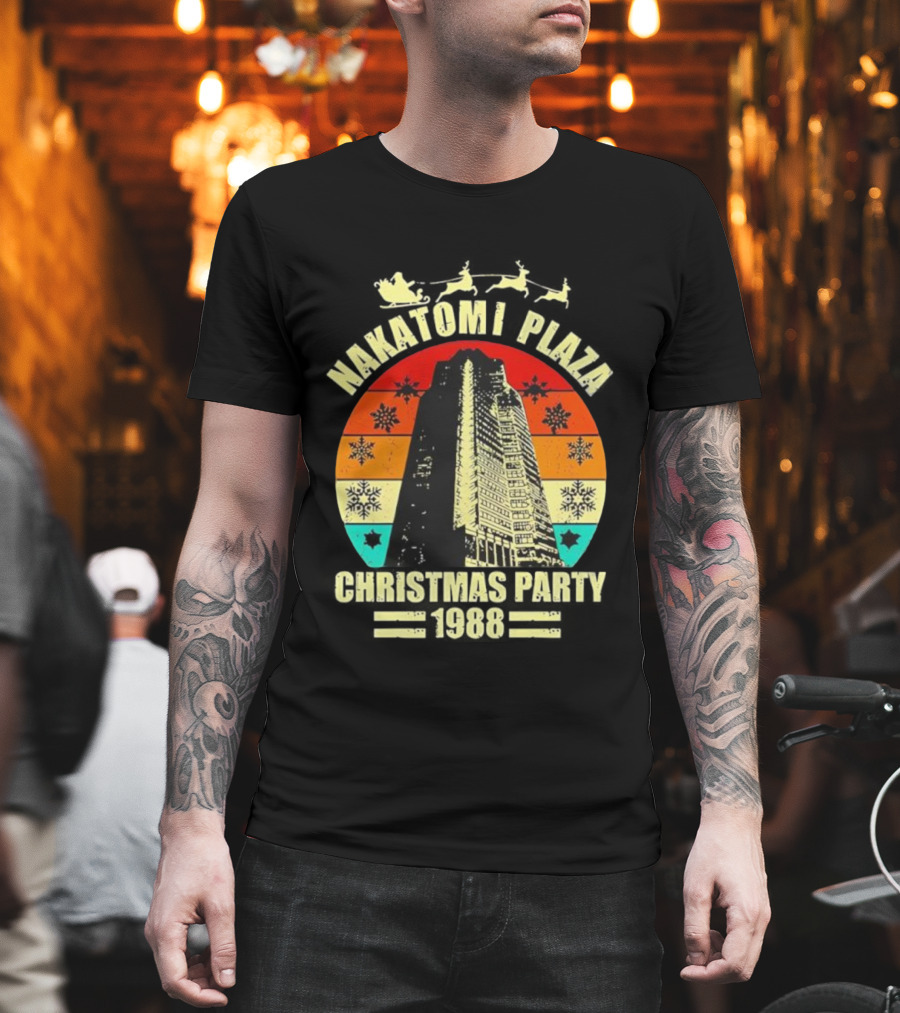 Nakatomi Plaza Christmas Party 1988 Vintage Retro Snowflakes T-Shirt