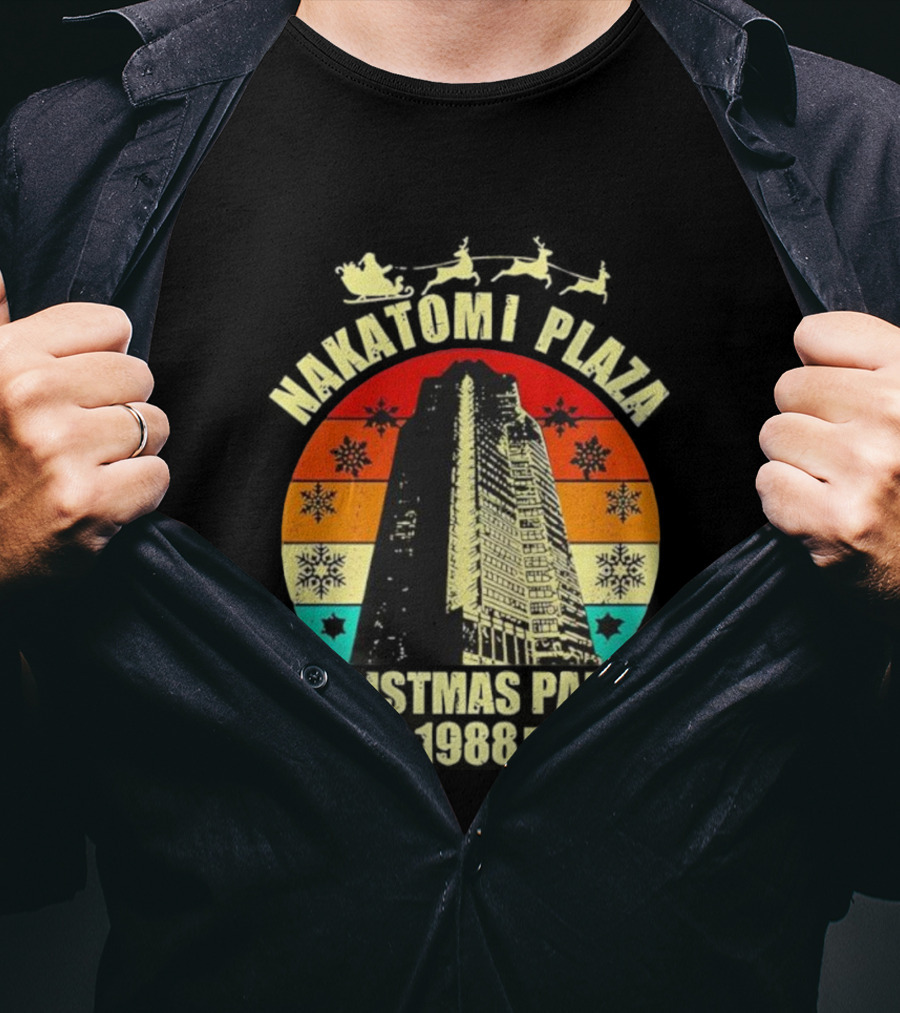 Nakatomi Plaza Christmas Party 1988 Vintage Retro Snowflakes T-Shirt