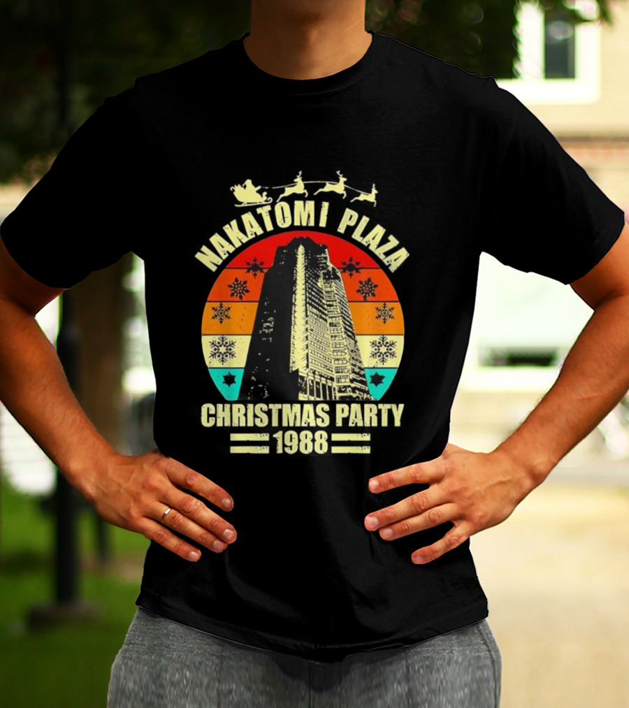 Nakatomi Plaza Christmas Party 1988 Vintage Retro Snowflakes T-Shirt