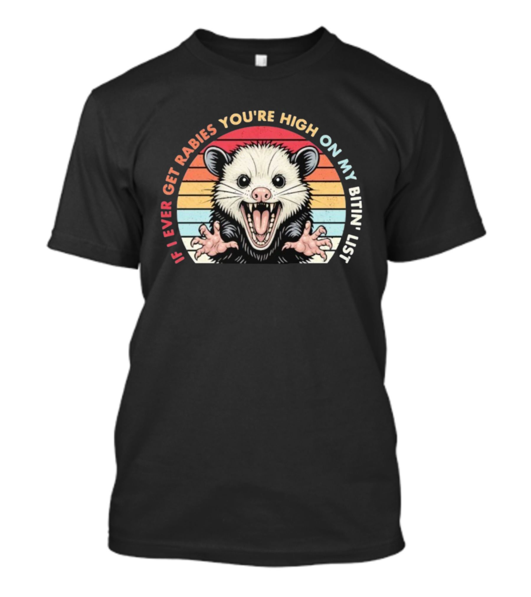 Rabies Biting List Opossum Vintage Retro Style T-Shirt