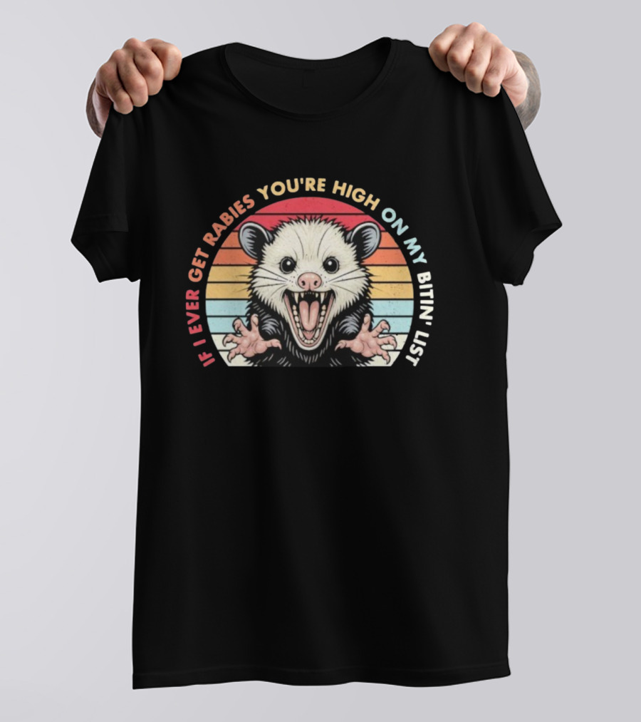 Rabies Biting List Opossum Vintage Retro Style T-Shirt