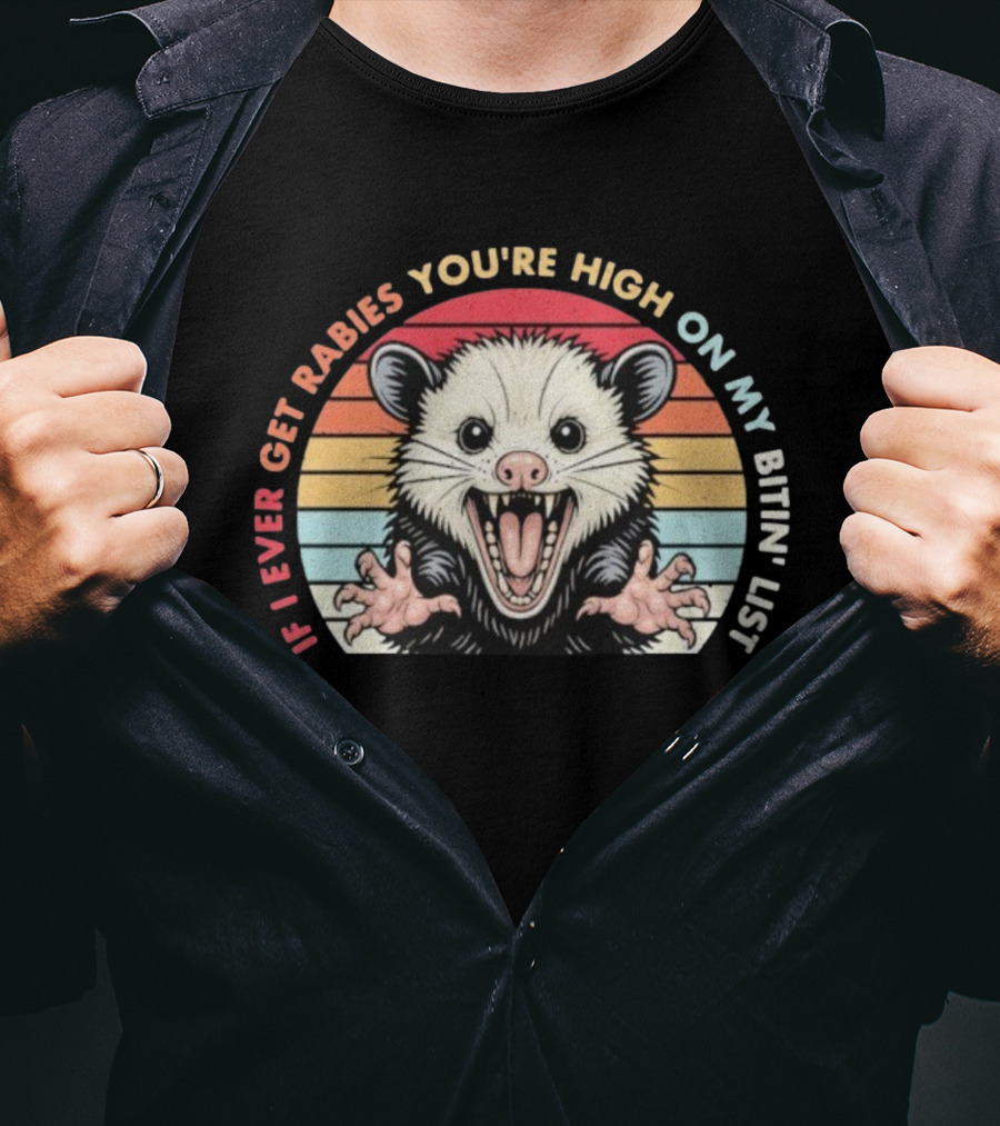 Rabies Biting List Opossum Vintage Retro Style T-Shirt