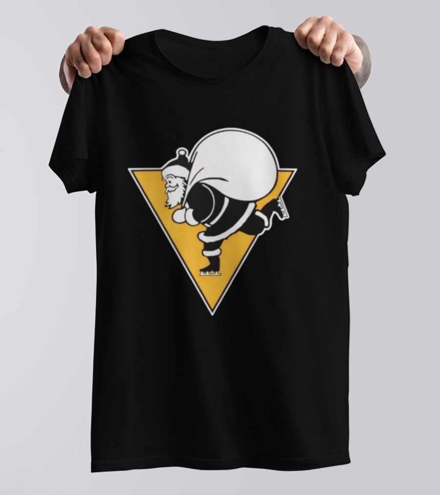 Santa Skates Ugly Christmas Penguin Triangle Santa Claus Skating Sack T-Shirt