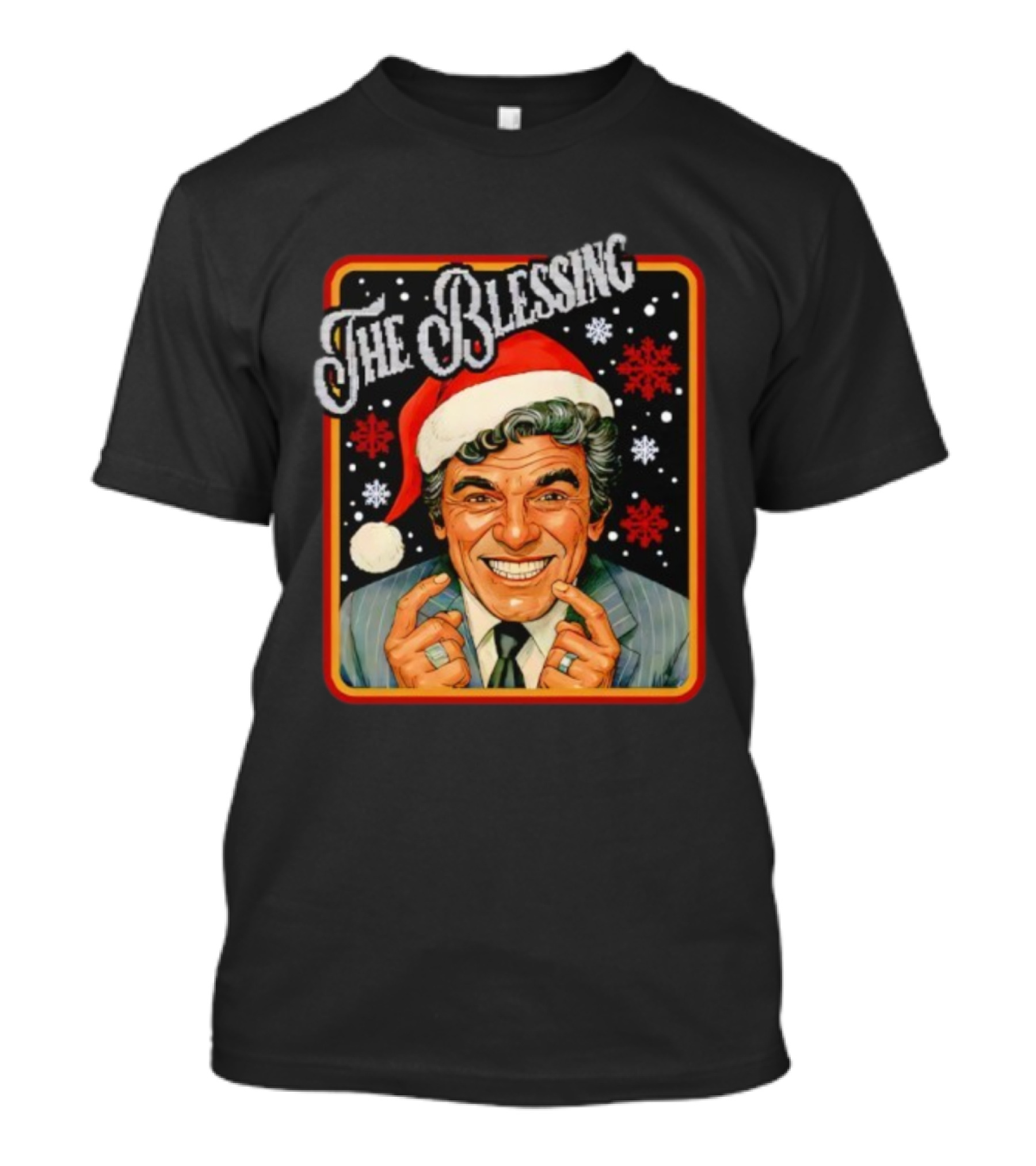 Uncle Lewis The Blessing Santa Hat Christmas Vacation Snowflakes T-Shirt