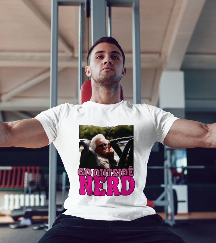 Go Outside Nerd Meme Middle Finger Convertible Image T-Shirt