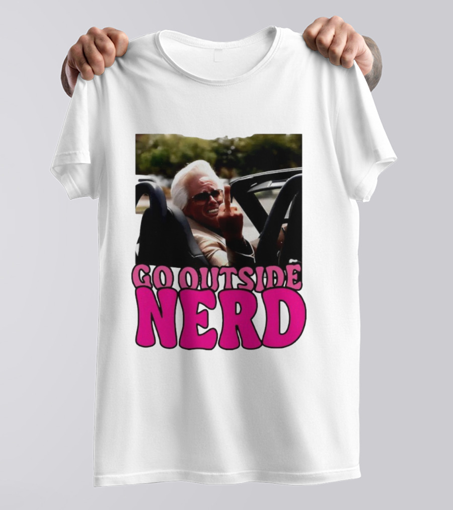 Go Outside Nerd Meme Middle Finger Convertible Image T-Shirt