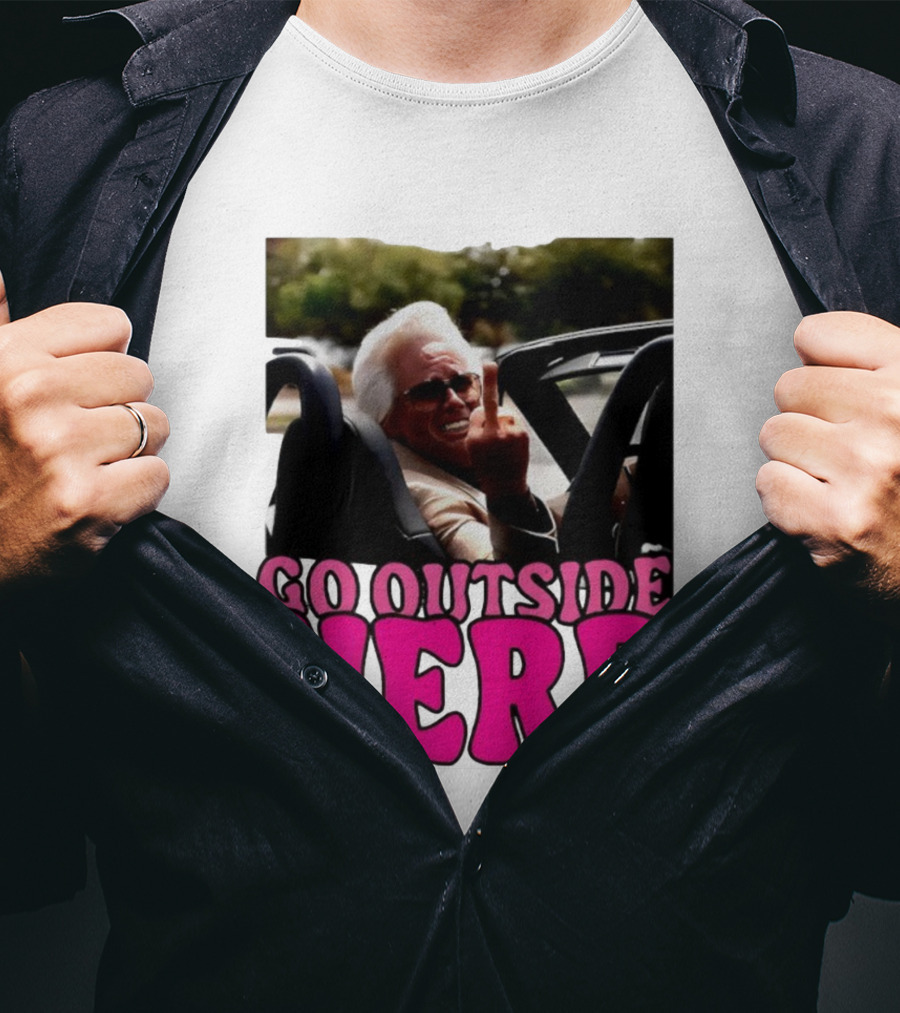 Go Outside Nerd Meme Middle Finger Convertible Image T-Shirt