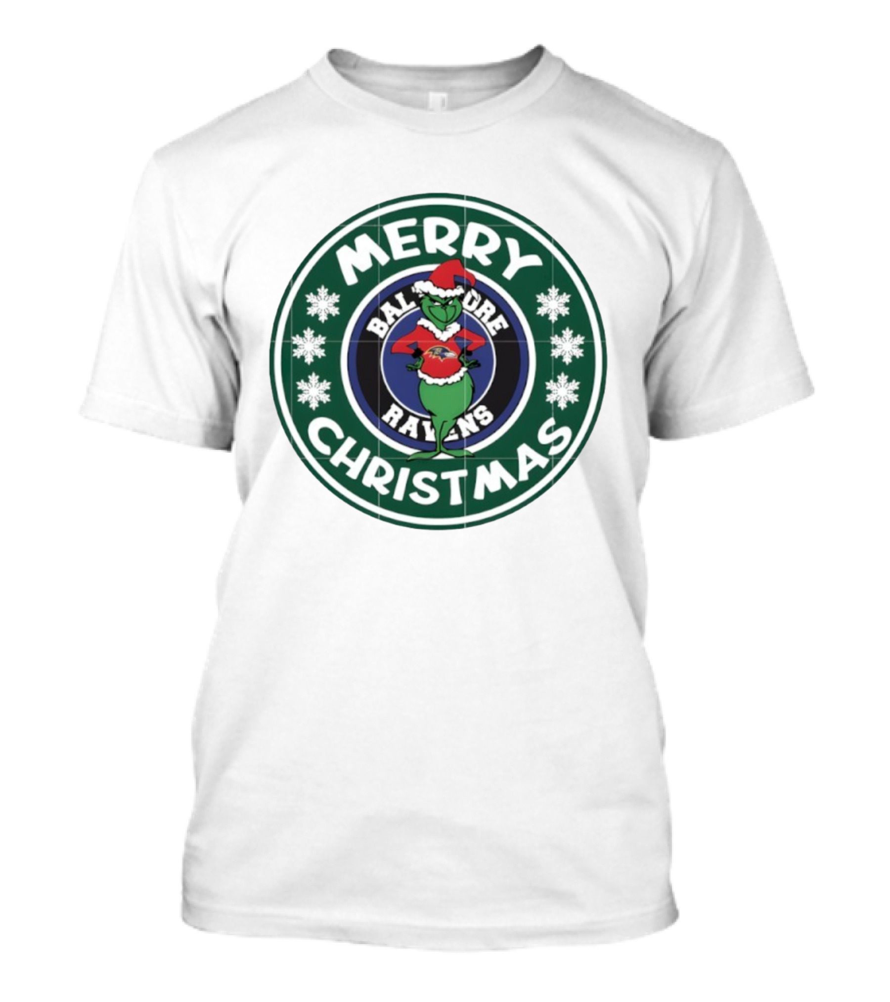 Merry Christmas Baltimore Ravens Grinch Ornament T-Shirt
