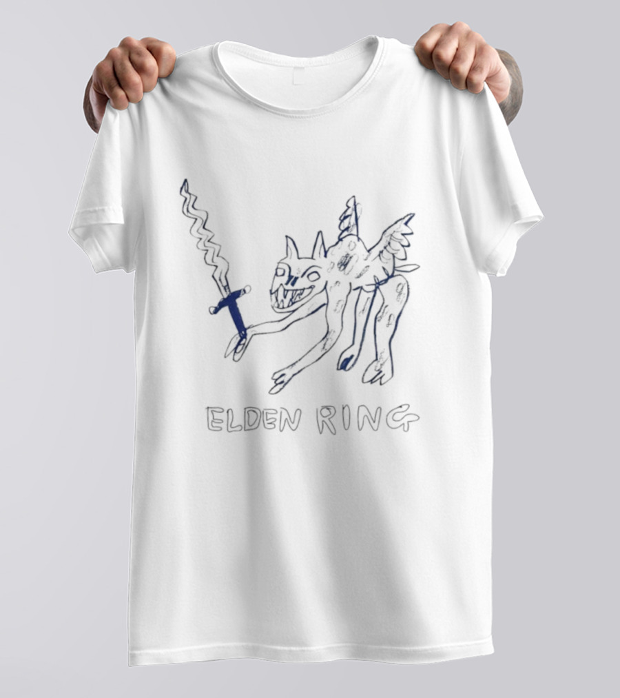 Elden Ring Monster Holding Sword Drawing T-Shirt