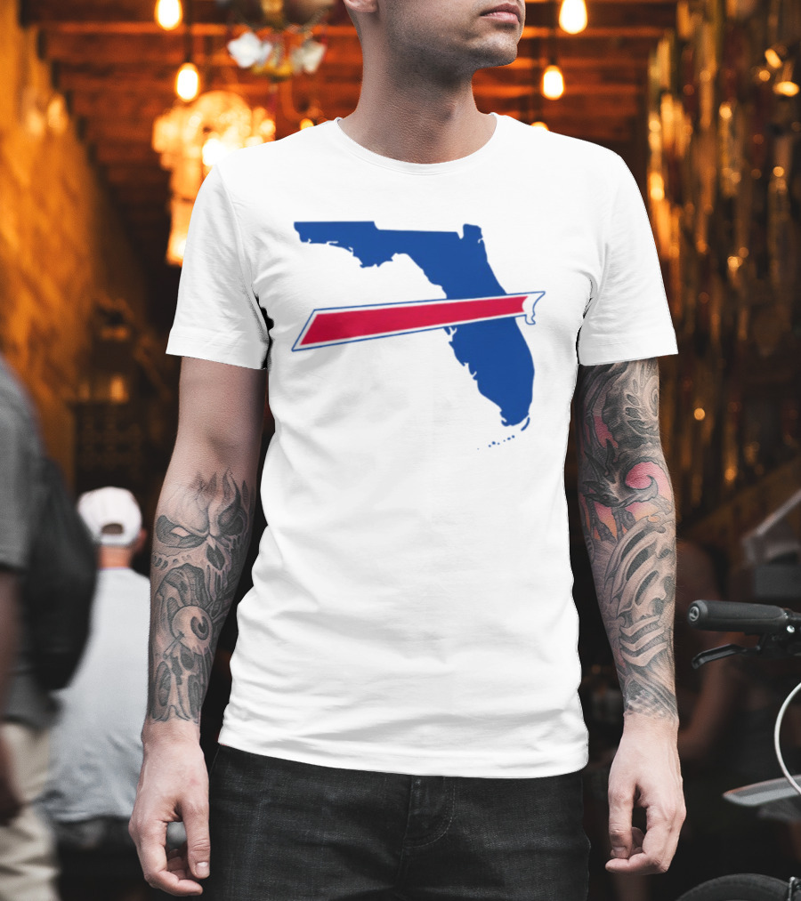 Florida Buffalo Bills Backers Map Outline Classic Fan Symbol T-Shirt