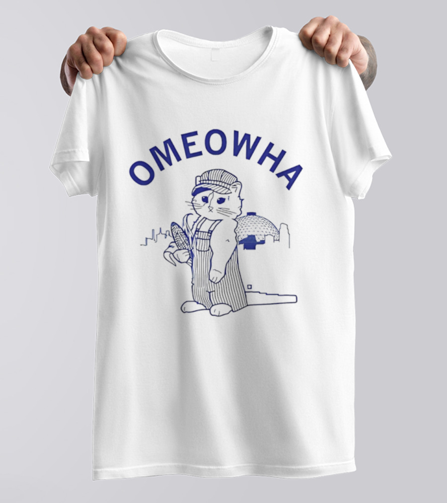 Omeowha Farmer Cat With Corn Retro Style T-Shirt