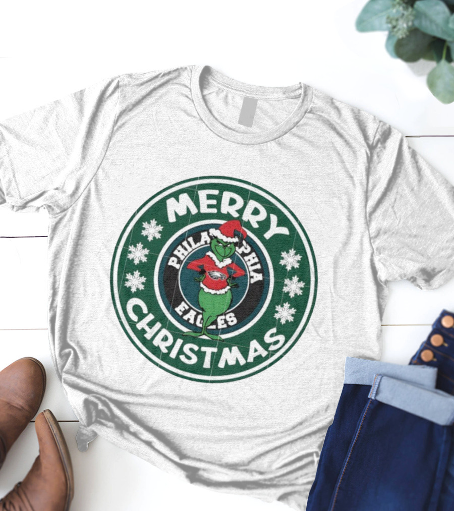 Philadelphia Eagles Merry Christmas Grinch Ornament T-Shirt