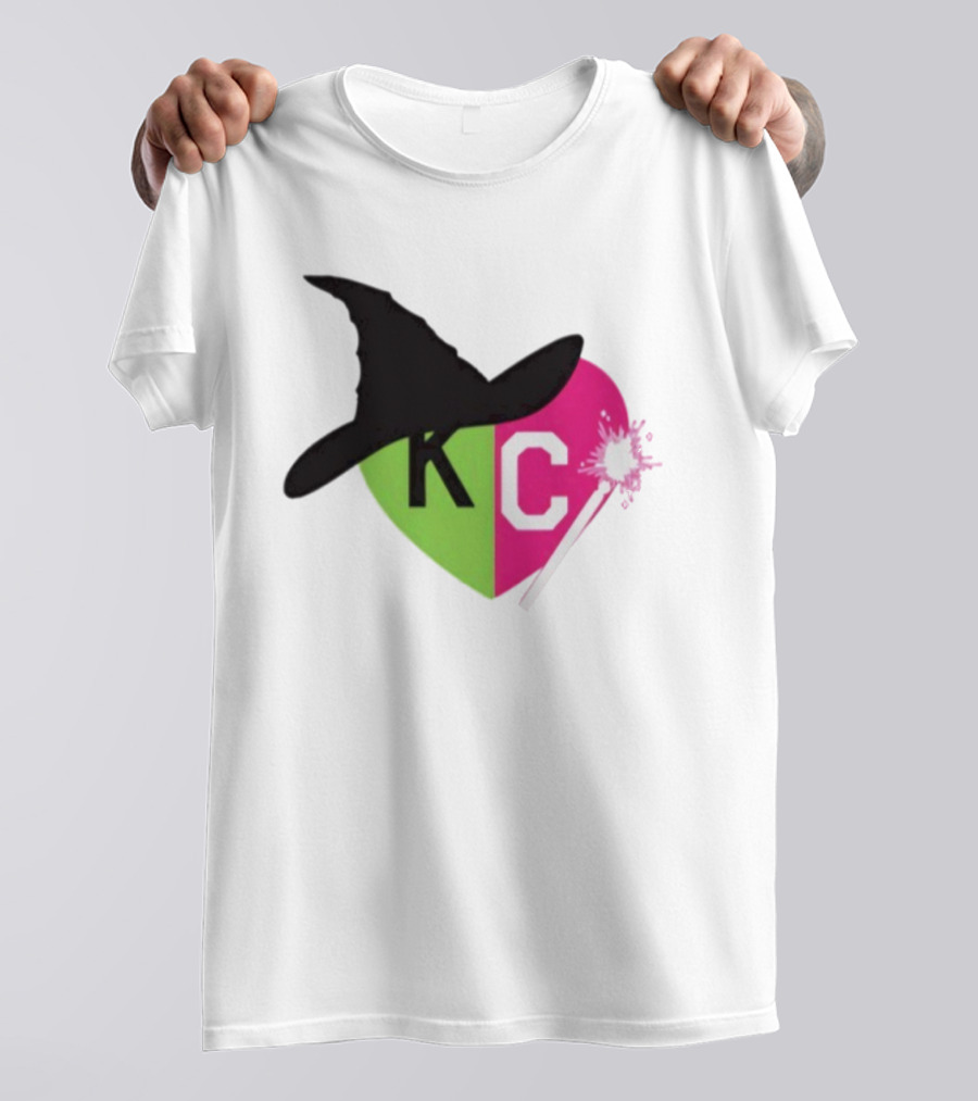 Wicked KC Heart Witch Hat Wand Pink Green Halloween T-Shirt