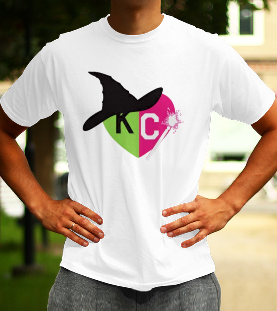 Wicked KC Heart Witch Hat Wand Pink Green Halloween T-Shirt