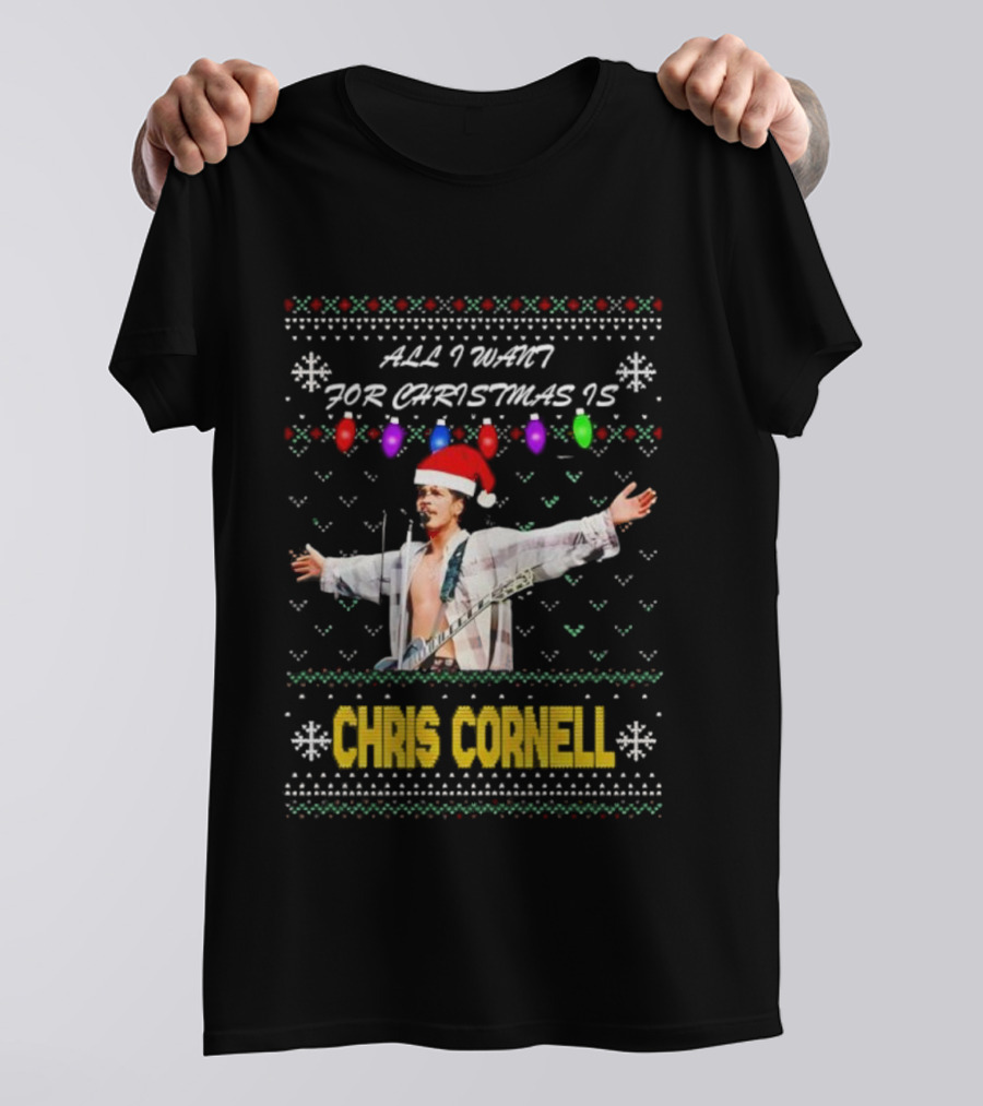 All I Want For Christmas Is Chris Cornell Holiday Lights Snowflakes T-Shirt