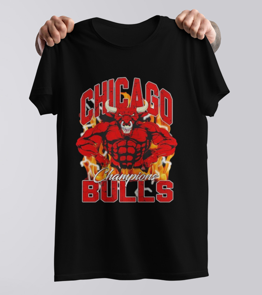 Chicago Bulls Champions Mascot Flames T-Shirt