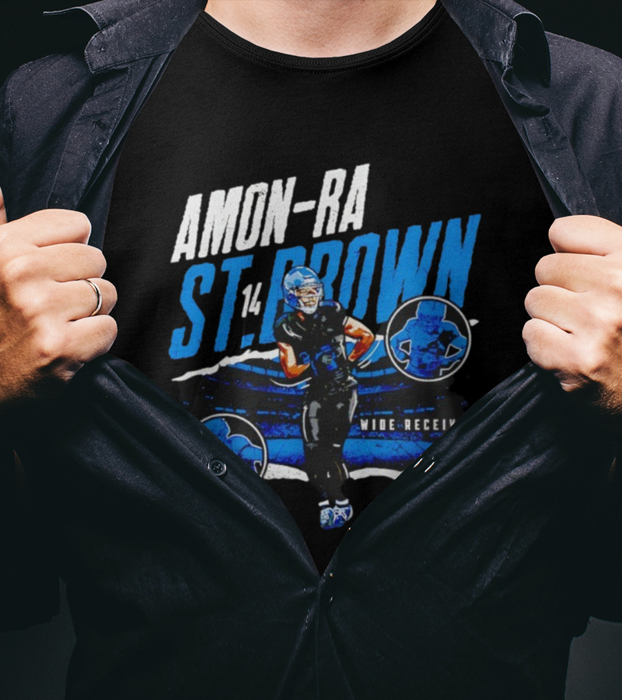Amon-Ra St Brown 14 Detroit Lions Wide Receiver Football Player Graphic T-Shirt