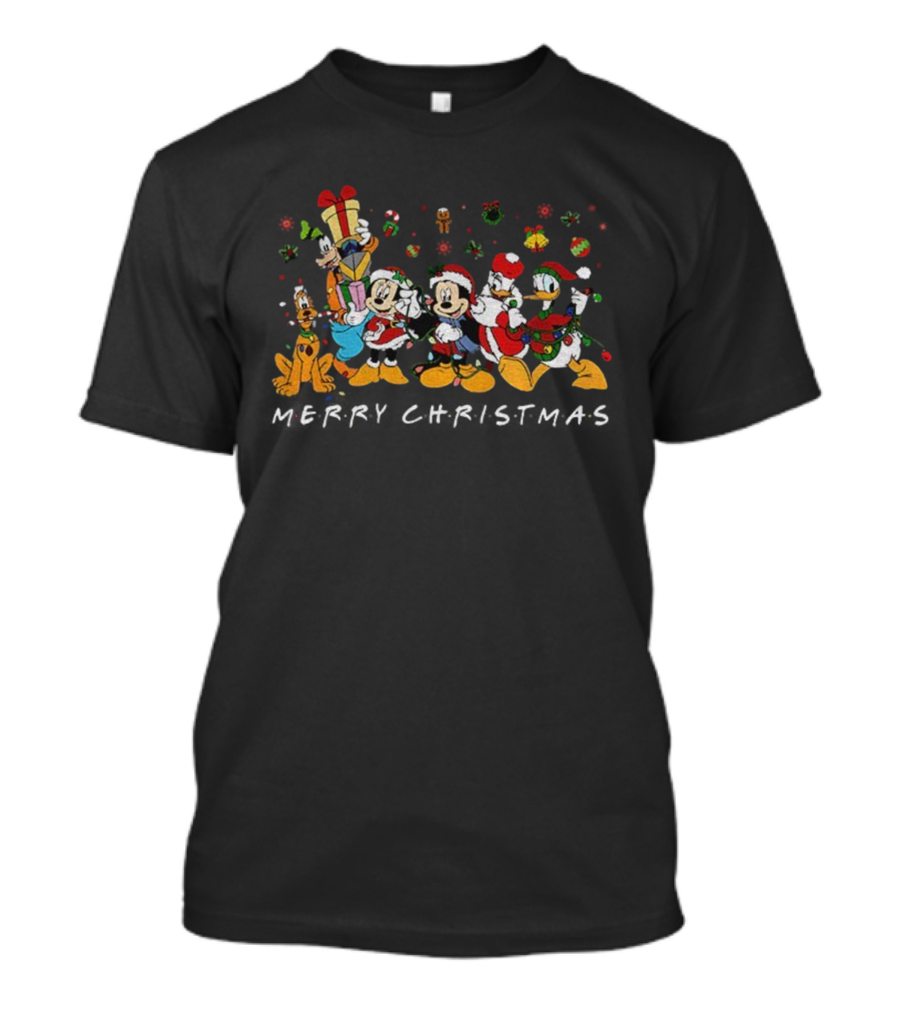 Disney Mickey And Friends Xmas Lights Merry Christmas Pluto Goofy Donald Minnie T-Shirt
