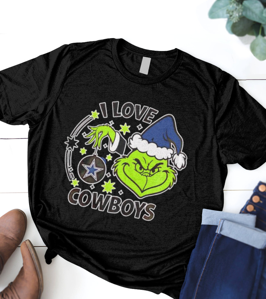 I Love Cowboys Grinch Christmas Dallas Star Ornament T-Shirt