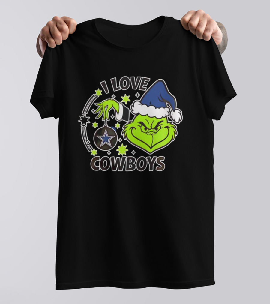 I Love Cowboys Grinch Christmas Dallas Star Ornament T-Shirt
