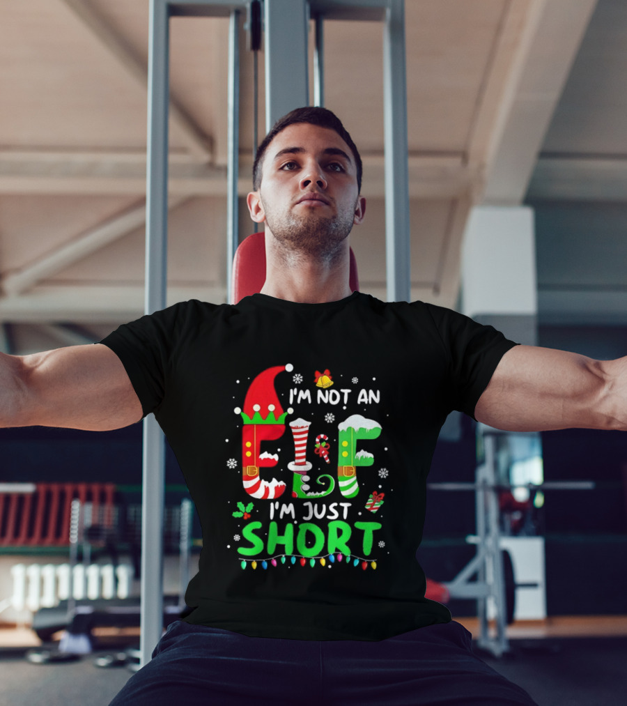 I'm Not An Elf I'm Just Short Christmas Funny Holiday Lights Snowflakes T-Shirt