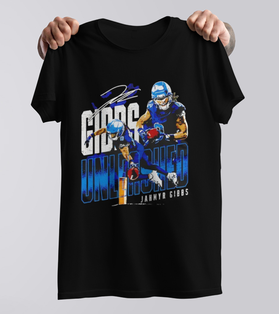 Jahmyr Gibbs Detroit Lions Unleashed Signature Athletics T-Shirt