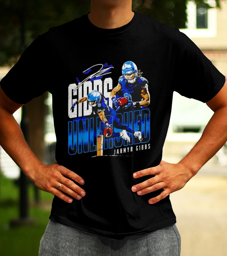 Jahmyr Gibbs Detroit Lions Unleashed Signature Athletics T-Shirt