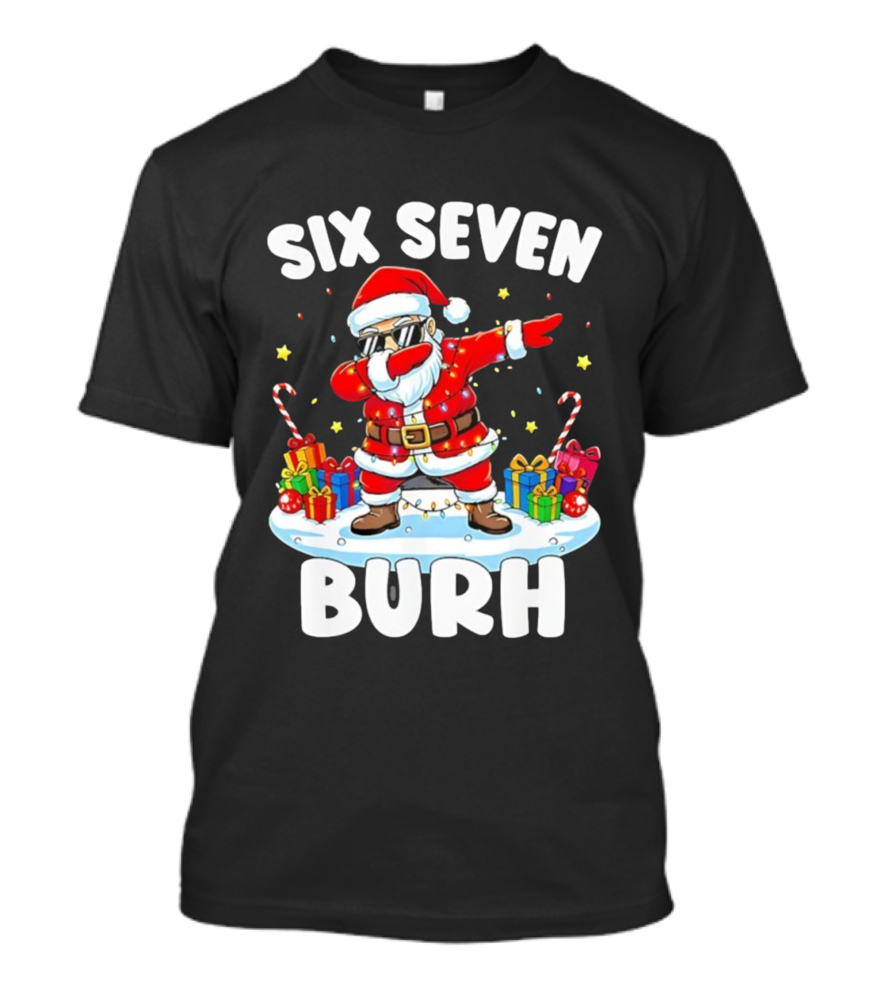 Santa Claus Dabbing Six Seven Burh Christmas Funny T-Shirt