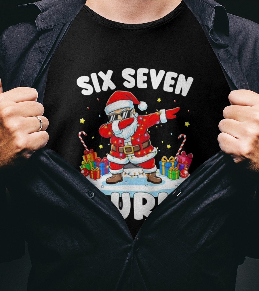 Santa Claus Dabbing Six Seven Burh Christmas Funny T-Shirt