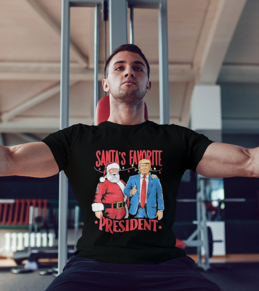 Santa's Favorite President Christmas Light Santa Trump T-Shirt