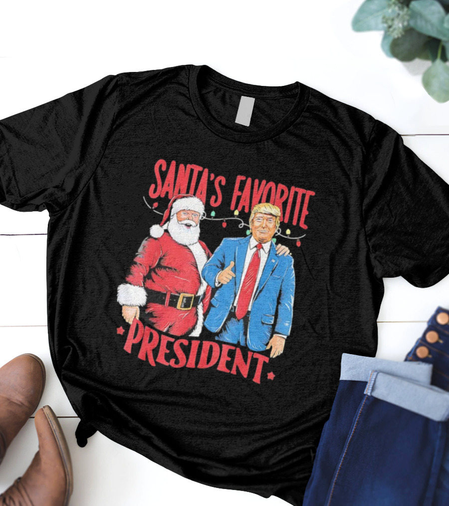 Santa's Favorite President Christmas Light Santa Trump T-Shirt