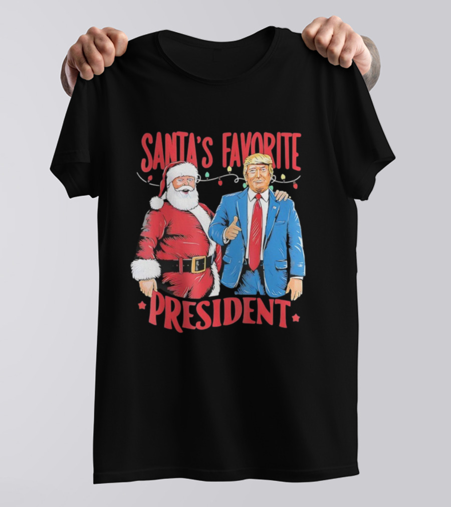 Santa's Favorite President Christmas Light Santa Trump T-Shirt