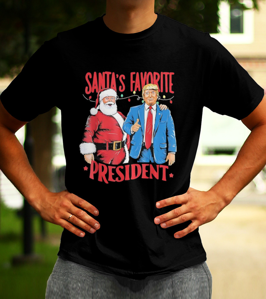 Santa's Favorite President Christmas Light Santa Trump T-Shirt