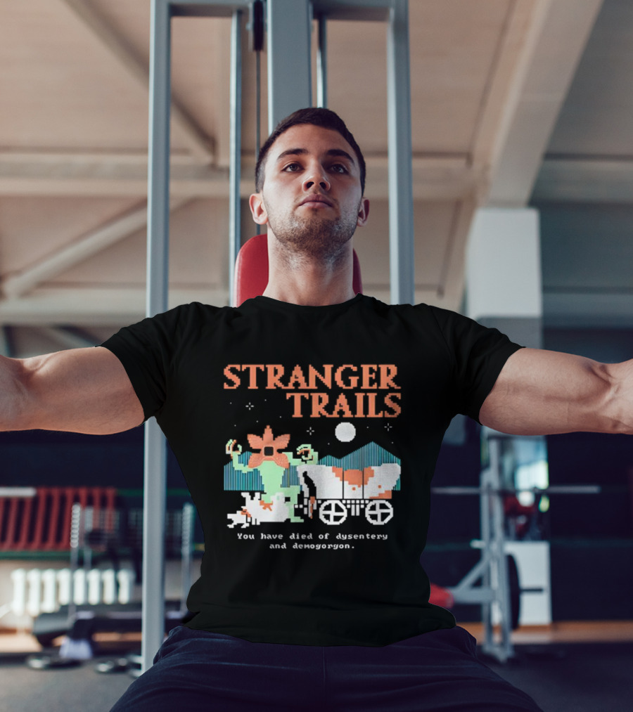Stranger Trails Demogorgon Pixel Art Crossover Wagon Dysentery T-Shirt