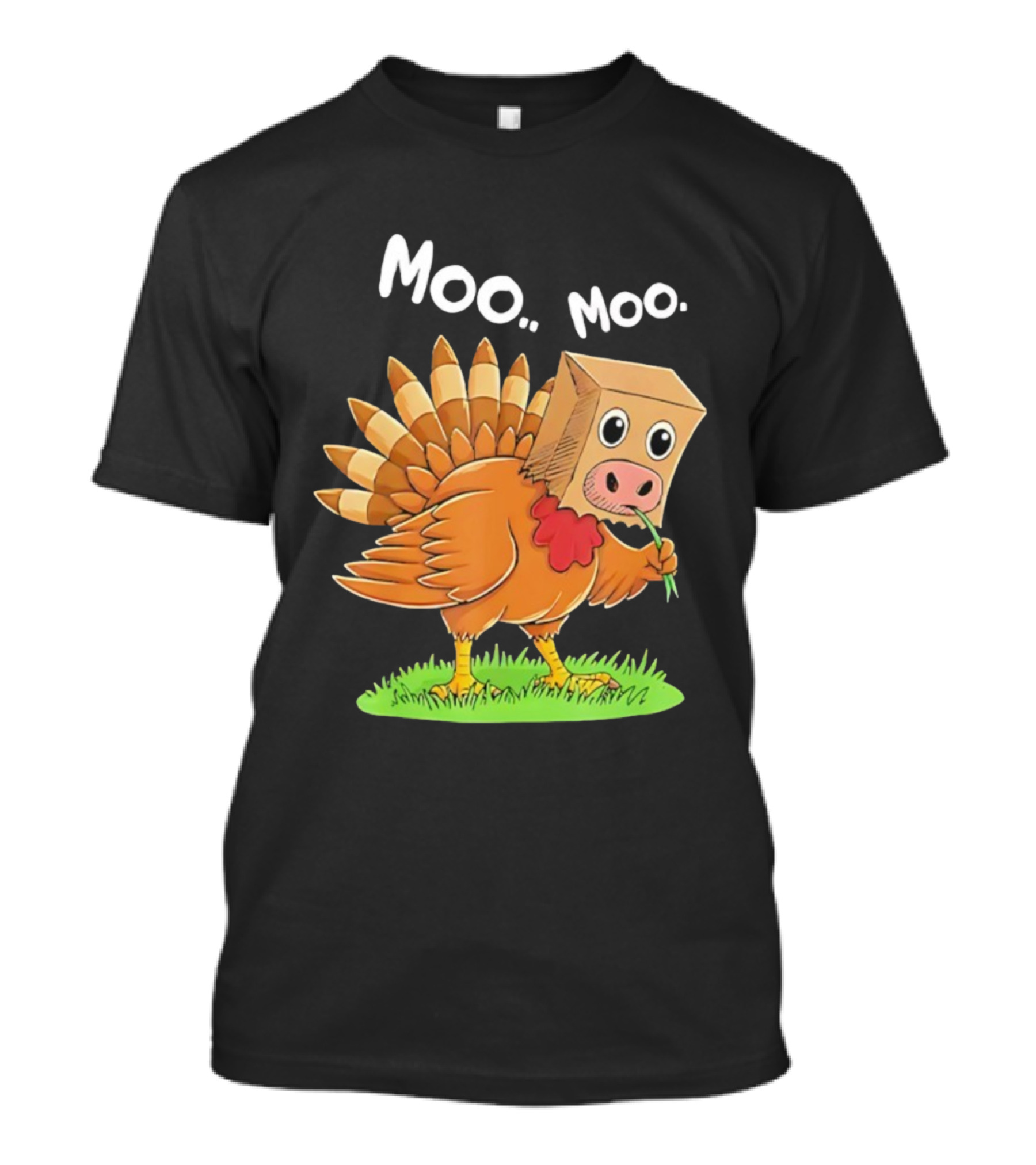 Turkey Cow Moo Moo Thanksgiving Funny T-Shirt