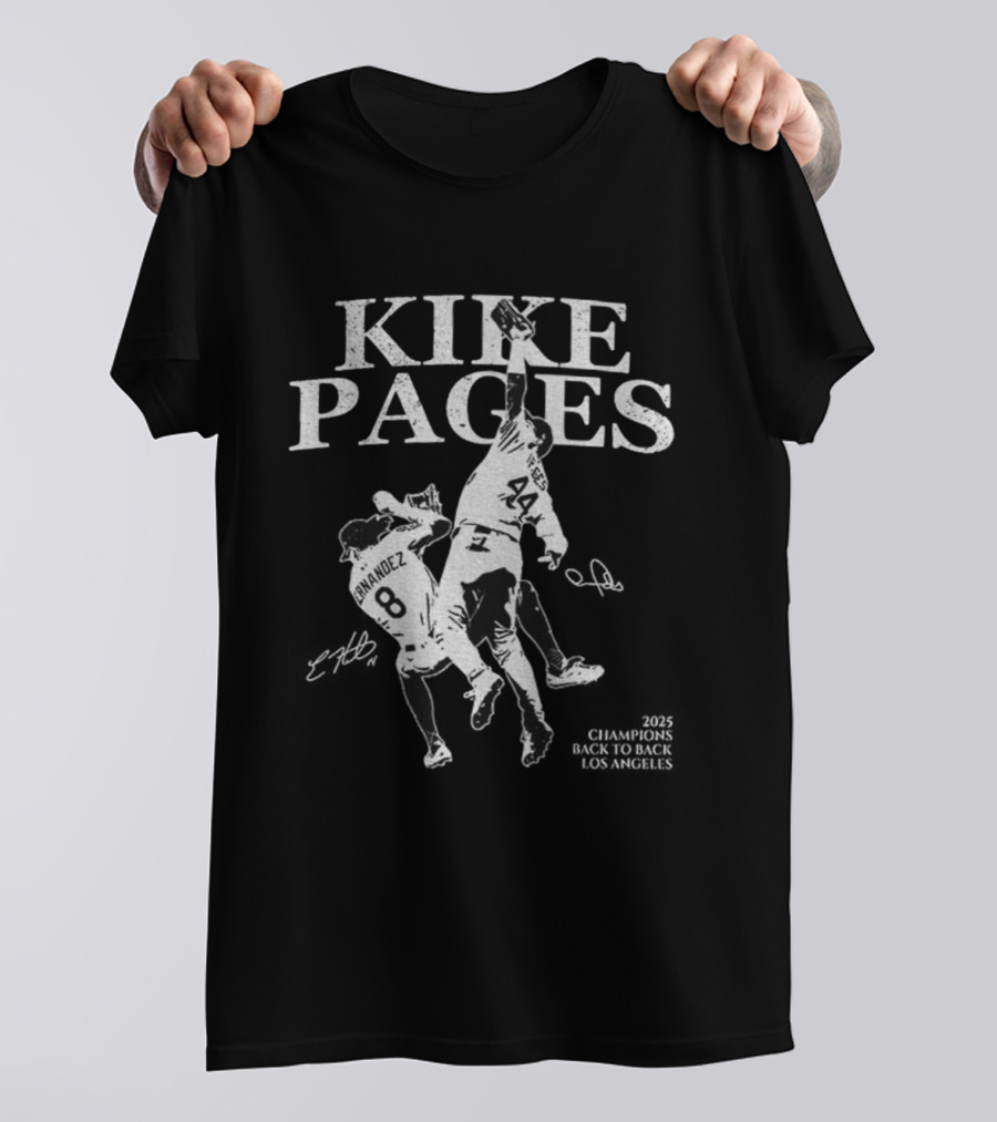 The Catch Kike Hernandez Pages Los Angeles Champs Baseball Signature T-Shirt