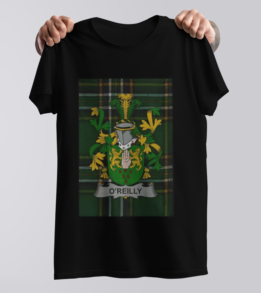 O'Reilly Personalized Irish Family Crest Coat Of Arms Plaid T-Shirt